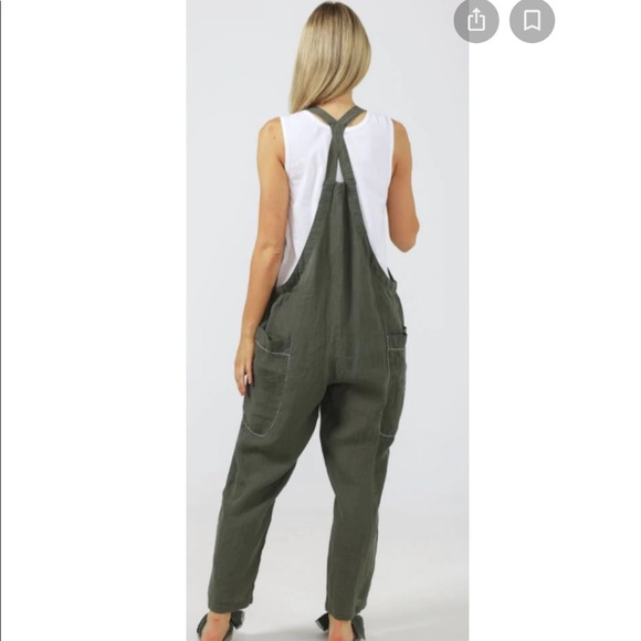 NWT Yellow Linen Overalls by The Shanty Collection - Picture 8 of 8